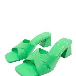 NWT ZARA MIDDLE HEEL WIDE SANDALS GREEN SIZE 8 | 3328/910/030 EU 38 US 7.5
